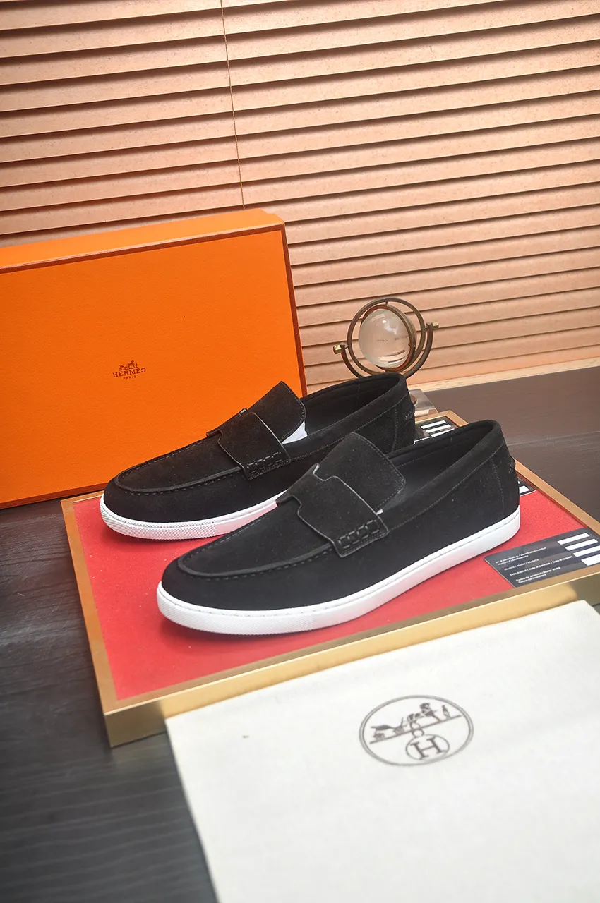 Men's Men's Shoes💰560💶[[HERMES]] (High-end Niuli) New 🍀 HERMES - top version of Hermès classic casual leather shoes! Made of imported original cowhide, the inner top layer is comfortable cowhide lining! Original wear-resistant rubber outsole! High quality products! Code number 39-45 (45 customized)